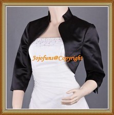 Black Satin Wedding 3/4 Sleeve