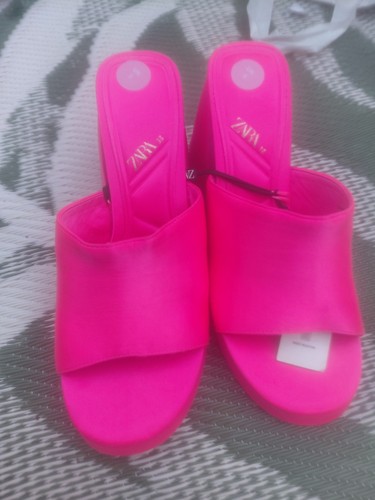 Hot pink zara chunky heels - hot,