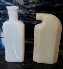 2 ANTIQUE MILK GLASS BOTTLES