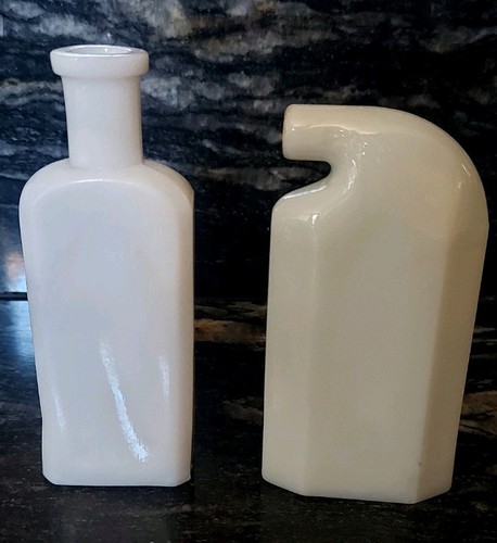 Antique milk glass bottles - 2,