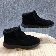 Skechers Snow Boots Womens 8.5 Go Walk Move Chugga Imprint Black Leather Sherpa