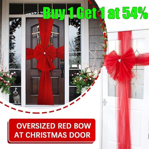 Christmas door bow window - christmas,