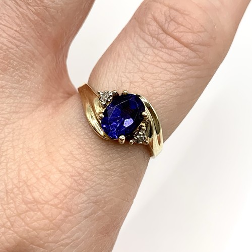 Tanzanite diamond 9ct gold - tanzanite,