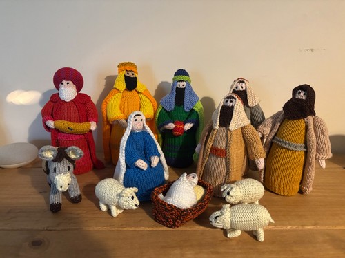 Hand knitted nativity set - hand,