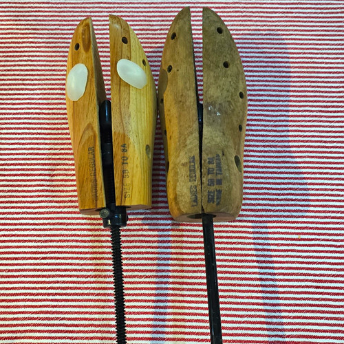 Pair wooden shoe boot - of,
