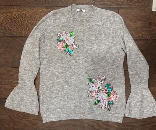 Grey sequin flowers jumper - sequin, by