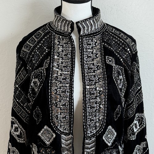 Beaded velvet statement jacket - beaded,