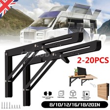 2-20x Folding Shelf Brackets Camper Van Boat Heavy Duty Table Extension 8-20" UK