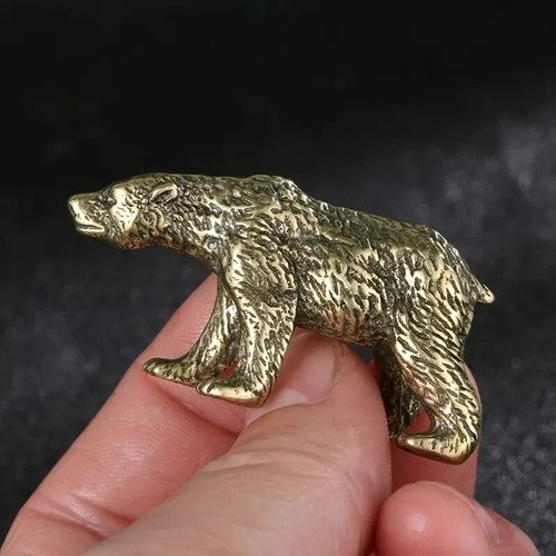Small brass bear animal - small,