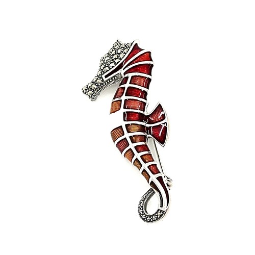 Seahorse brooch pin 925 - brooch,