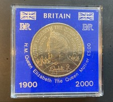 UK 2000 5 Five Pounds Queen Elizabeth Queen Mother 100th Birthday Coin and Case