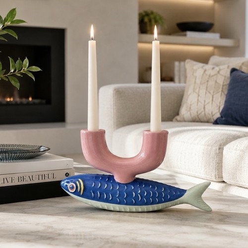 Ceramic fish candle - ceramic, holder