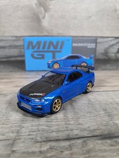 Mini GT Nissan Skyline Gt-R (R-34) Top Secret Bayside Blue TSM Diecast Car 1:64 