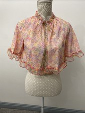 VINTAGE LUX LUX NYLON RUFFLE BED JACKET 1960's /70's. 12/14. RETRO GIFT IDEA