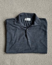 John Smedley Wool Knit Short Sleeve Polo Shirt - Grey - XL Extra Large