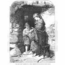 FINE ART The Cabin Door by JJ Hill - Antique Print 1855