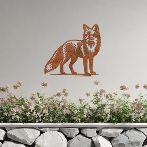 Metal fox garden sculpture - fox,