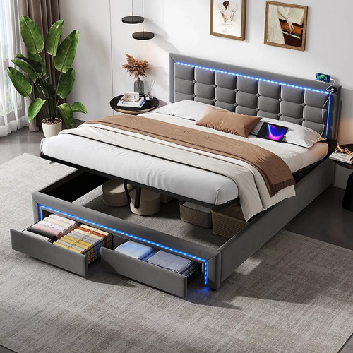 Double bed frame 4ft6 grey - 4ft6,