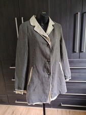 Annette Gortz Ladies Linen Mix Striped Long Line jacket Size 36 Preowned Vgc