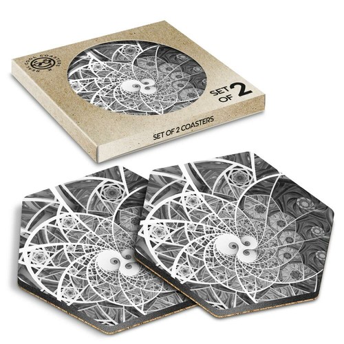 Hexagon coasters bw - x,
