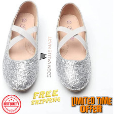 Girls Mary Jane Glitter Flats