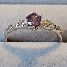 Color Change Natural Alexandrite Doublet & White Topaz 925 Silver Engagement