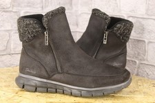 BLACK FAUX SUEDE ANKLE BOOTS SIZE 7 / 40 BY SKECHERS GOOD USED CON