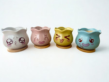 Yangbaga Succulent Plant Pot,4pcs Ceramic Cactus Plant Pot Flower Pot With Tray