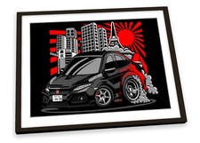 Honda Civic Type R Car Black FRAMED ART PRINT Picture Poster Artwork