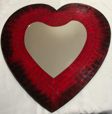 SLIGHT SECONDS! Beautiful Heart Shaped Red Mosaic Mirror 50cm Approx. Fair Trade