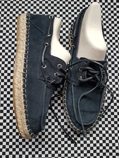 Zara Men's Navy Suede Espadrille Lace-Up Boat Deck Shoes new UK 7 1/2 Eu 41