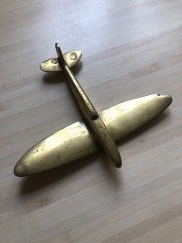 Ww2 trench art brass - trench, spitfire