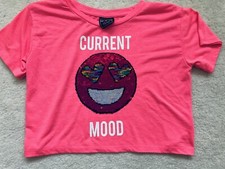 Girls Pink Emoji Reversible Sequin Short Sleeve Top Age 12-13 Years From Primark