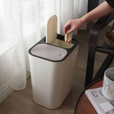 Dual Compartment Recycling Bin Press Top Rubbish Bins Waste Food Kitchen Dustbin