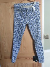 Zara Printed Skinny Mid Rise Cigarette Trousers Sze 8 28" Waist 