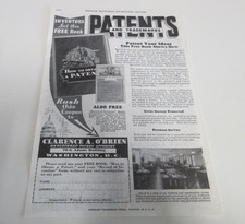 Patents & Trademarks Print Advertisement - Patent Your Ideas - Free Book - 1933