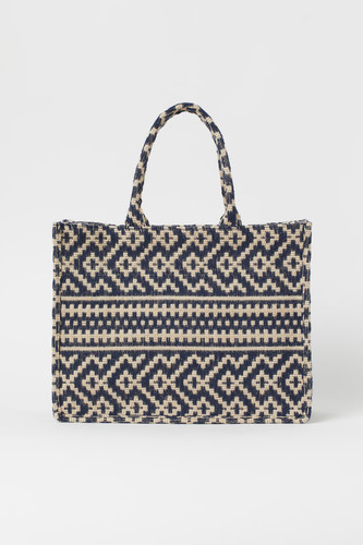 Jacquard jute tote - h&m,