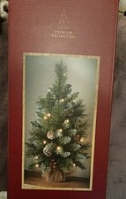 Christmas Tree Tabletop 2ft Pre-lit Artificial Xmas 25 LED Lights cones berries 