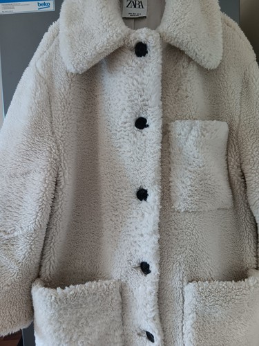 Zara teddy coat cream off - zara, cream/off