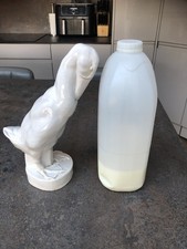 Vintage Large White Glazed Pottery Duck