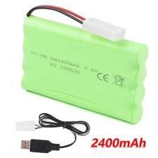 9.6V 2400mAh Ni-MH Battery With USB Charging Cable For RC Car Truck Boat Models