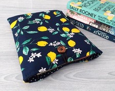 Handmade Book Sleeve Cover Padded Kindle Tablet Pouch Protector Lemons Fabric