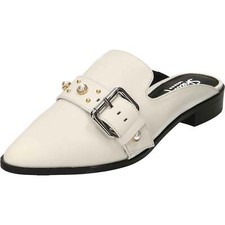 Ladies White Leather Mules