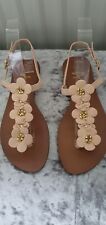 ATMOSPHERE Nude/Peach Embellished Floral Flat Thong Sandals 4/37