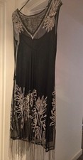 Black Beaded Embellished Dress Ball Cocktail Cruise Flapper Size 18