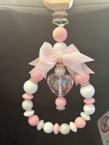Pink white silicone - bead, pram