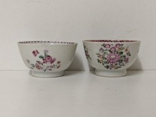 A Duo Of 18th Century Chinese Export Porcelain Qianlong Famille Rose Tea Bowls
