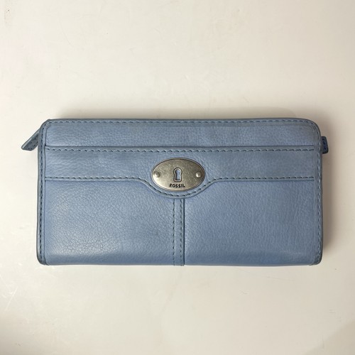 Fossil blue leather card coin - blue,