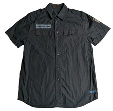 RARE SAMPLE ITEM ADIDAS ORIGINALS A.039 BLACK SHORT SLEEVE MILITARY SHIRT MEDIUM