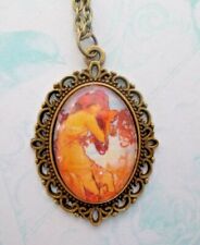 Antique Brass Style Steampunk art nouveau Alphonse Mucha Summer Pendant Necklace